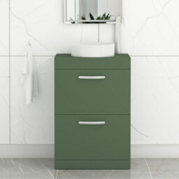 Royal Bathrooms Turin 800mm Matt Green Freestanding Worktop Bathroom 2 Drawers Vanity Unit With No Basin