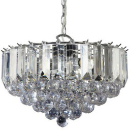 3 Light Chandelier Pendant Chrome Clear Shade Hanging Ceiling Feature Lamp Bulb - thumbnail 1