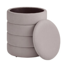 Klara Soft Velvet Storage Stool Grey - thumbnail 2