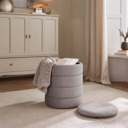 Klara Soft Velvet Storage Stool Grey - thumbnail 4