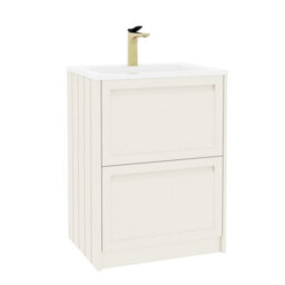 Royal Bathrooms Elmore 600mm Traditional Floor Standing 2 Drawer Bathroom Vanity Unit With Matt Stone Basin Sink - Classic White - thumbnail 6