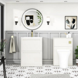 Royal Bathrooms Elmore 600mm Traditional Floor Standing 2 Drawer Bathroom Vanity Unit With Matt Stone Basin Sink - Classic White - thumbnail 4