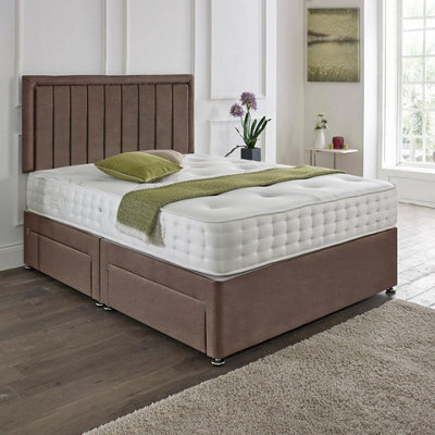 Dining Tables Cairo Matching Headboard Divan Set, 2 Drawer On Same Side With Sprung 1500 Comfort Mattress - Plush Dusty Pink - King - image 1