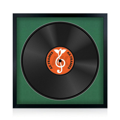 "16X16"" Black Sleek Vinyl Record Frame With Emerald Mount For 12 Inch Lp Disc - Ak Frames" - image 1