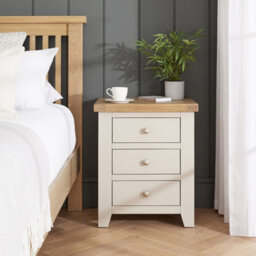 The Furniture Market Cheshire Dove Grey 3 Drawer Bedside Table Solid Oak Whitewash Top Shaker Style Nightstand Fully Assembled Bedroom Storage Cabinet - thumbnail 8