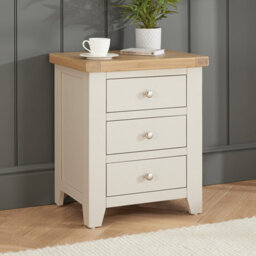 The Furniture Market Cheshire Dove Grey 3 Drawer Bedside Table Solid Oak Whitewash Top Shaker Style Nightstand Fully Assembled Bedroom Storage Cabinet - thumbnail 2