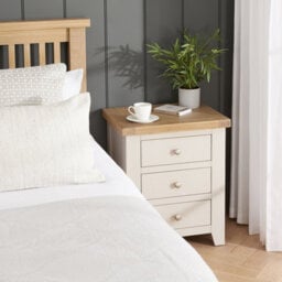 The Furniture Market Cheshire Dove Grey 3 Drawer Bedside Table Solid Oak Whitewash Top Shaker Style Nightstand Fully Assembled Bedroom Storage Cabinet - thumbnail 7