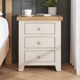 The Furniture Market Cheshire Dove Grey 3 Drawer Bedside Table Solid Oak Whitewash Top Shaker Style Nightstand Fully Assembled Bedroom Storage Cabinet - thumbnail 1
