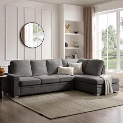Home Detail Alana Right-Hand Facing Corner Sofa, Dark Grey Linen - image 1