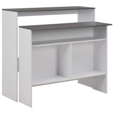 Berkfield Bar Table With 2 Table Tops White And Grey 130X40X120 Cm - image 1