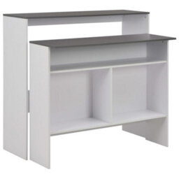 Berkfield Bar Table With 2 Table Tops White And Grey 130X40X120 Cm - thumbnail 1