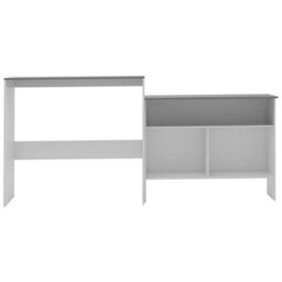 Berkfield Bar Table With 2 Table Tops White And Grey 130X40X120 Cm - thumbnail 3