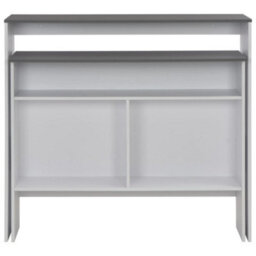 Berkfield Bar Table With 2 Table Tops White And Grey 130X40X120 Cm - thumbnail 4