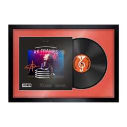 "AK Frames 25X17"" Black Sleek Vinyl Record Frame With Poppy Red Mount For 12 Inch Lp Cover & Disc - Overlapped Design" - thumbnail 1