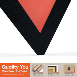 "AK Frames 25X17"" Black Sleek Vinyl Record Frame With Poppy Red Mount For 12 Inch Lp Cover & Disc - Overlapped Design" - thumbnail 3
