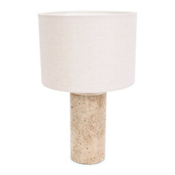 Valuelights Chloe Natural Marble Effect Bedside Table Lamp With Neutral Linen Shade - Led Bulb Included - thumbnail 2