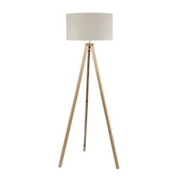 Valuelights Barbro Natural Tripod Floor Lamp With White Trim Drum Shade And Bulb - thumbnail 3