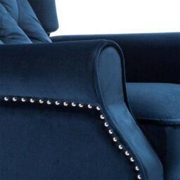 More4Homes Althorpe Pushback Wingback Fireside Recliner Armchair (Midnight Blue Velvet) - thumbnail 8