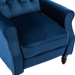 More4Homes Althorpe Pushback Wingback Fireside Recliner Armchair (Midnight Blue Velvet) - thumbnail 7