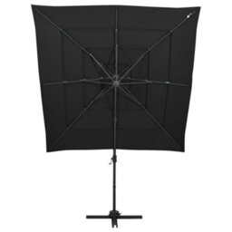 Walplus 4-Tier Garden Parasol With Aluminium Pole Black 250X250 Cm - thumbnail 2