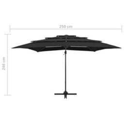 Walplus 4-Tier Garden Parasol With Aluminium Pole Black 250X250 Cm - thumbnail 9