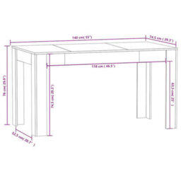 Vidaxl Dining Table Concrete Grey 140X74.5X76 Cm Engineered Wood - thumbnail 5