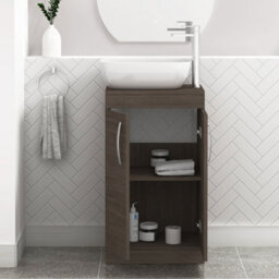 Royal Bathrooms 500mm Floor Standing Vanity Unit 2 Door Grey Elm & Countertop Basin - Elva - thumbnail 3