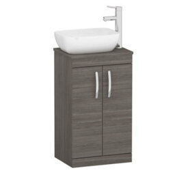 Royal Bathrooms 500mm Floor Standing Vanity Unit 2 Door Grey Elm & Countertop Basin - Elva - thumbnail 4