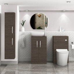 Royal Bathrooms 500mm Floor Standing Vanity Unit 2 Door Grey Elm & Countertop Basin - Elva - thumbnail 2