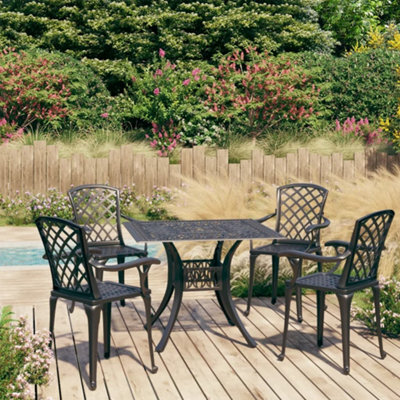 Berkfield 5 Piece Bistro Set Cast Aluminium Black - image 1