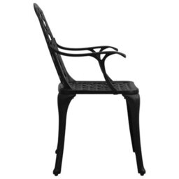 Berkfield 5 Piece Bistro Set Cast Aluminium Black - thumbnail 6