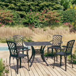 Berkfield 5 Piece Bistro Set Cast Aluminium Black - thumbnail 1