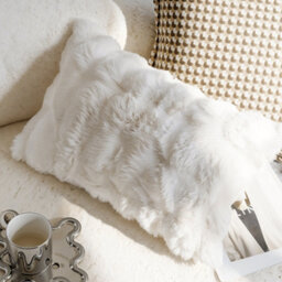 Thehotsale Elegant Soft Warm Plush Textured Throw Pillow Cover Pillowcase Without Insert 50Cm W X 30Cm D White - thumbnail 4