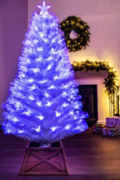 Christmas Tree World The 5Ft/150Cm White Blue Ripple Effect Fibre Optic Tree