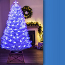 Christmas Tree World The 5Ft/150Cm White Blue Ripple Effect Fibre Optic Tree - thumbnail 2