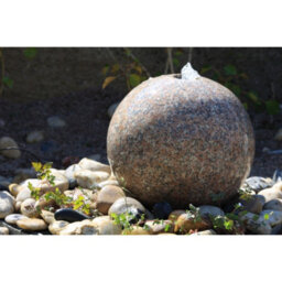 Buttercup Farm Polished Drilled Pinky Granite Sphere Water Feature With Pump, Light, Reservoir And Grid - 40Cm Dia - thumbnail 2