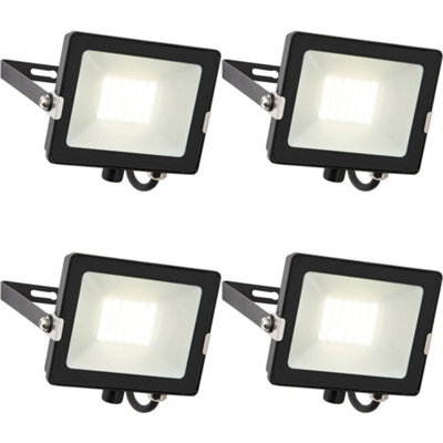 4 Pack Outdoor Waterproof Led Floodlight - 30W Cool White Led - Matt Black - image 1