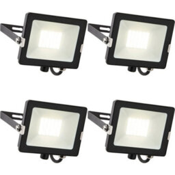 4 Pack Outdoor Waterproof Led Floodlight - 30W Cool White Led - Matt Black - thumbnail 1