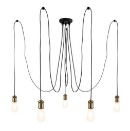 GoodHome Milne Spider Matt Black & Antique Brass 5 Lamp Pendant Ceiling Light, (Dia)2000mm - thumbnail 2