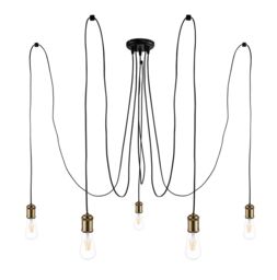 GoodHome Milne Spider Matt Black & Antique Brass 5 Lamp Pendant Ceiling Light, (Dia)2000mm - thumbnail 3
