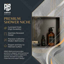 ARKO BATHROOM Shower Niche Wall Insert Bathroom Storage Shelf -Gunmetal - thumbnail 1