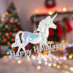 Christmas Tree Decoration Iridescent Acrylic Unicorn - thumbnail 4