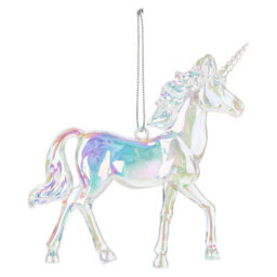 Christmas Tree Decoration Iridescent Acrylic Unicorn - thumbnail 1