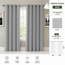 Aspire Homeware Plain Light Grey Room Darkening Blackout Eyelet Curtain Pair (W)117Cm X (D)137Cm With Tie Back Pair - thumbnail 9