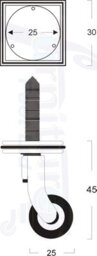 L&F 4X Brass Castor & Square25mm Screw In Castor  Furniture Beds Sofas Chairs Stools - thumbnail 2