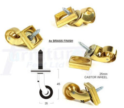 L&F 4X Brass Castor & Square25mm Screw In Castor  Furniture Beds Sofas Chairs Stools