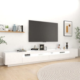 Berkfield Tv Cabinet With Led Lights White 300X35X40 Cm - thumbnail 3