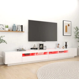 Berkfield Tv Cabinet With Led Lights White 300X35X40 Cm - thumbnail 4