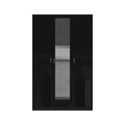 Fwstyle 3 Door Triple Mirrored Wardrobe Black Gloss Scratch Resistant Bedroom Furniture - thumbnail 4