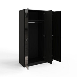 Fwstyle 3 Door Triple Mirrored Wardrobe Black Gloss Scratch Resistant Bedroom Furniture - thumbnail 6